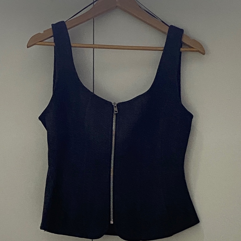 Zara Dark Gray Top with Front Zipper